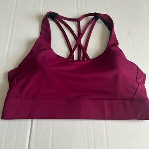 ZYIA Active Light N Tight Medium Women's Strappy Burgundy Sports Bra.